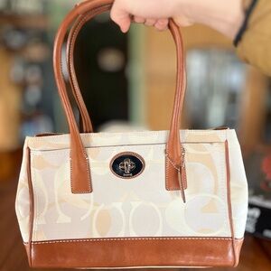 Coach Cream and Brown Shoulder Bag